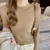 Autumn and Winter Women's Round Neck Long Sleeve Small Standing Neck Bottom Top