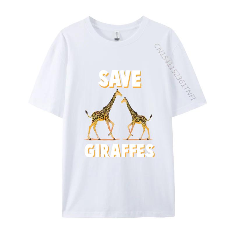 Save The Giraffes Safari Conservation TShirt Custom Funny Men Tops Tees Custom Cotton Black Graphic T Shirts