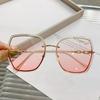 New Blush Glasses Female Internet Celebrity Fashion Sunglasses Trendy Large Frame Plain Makeup Gradual Change Pink Sunglasses