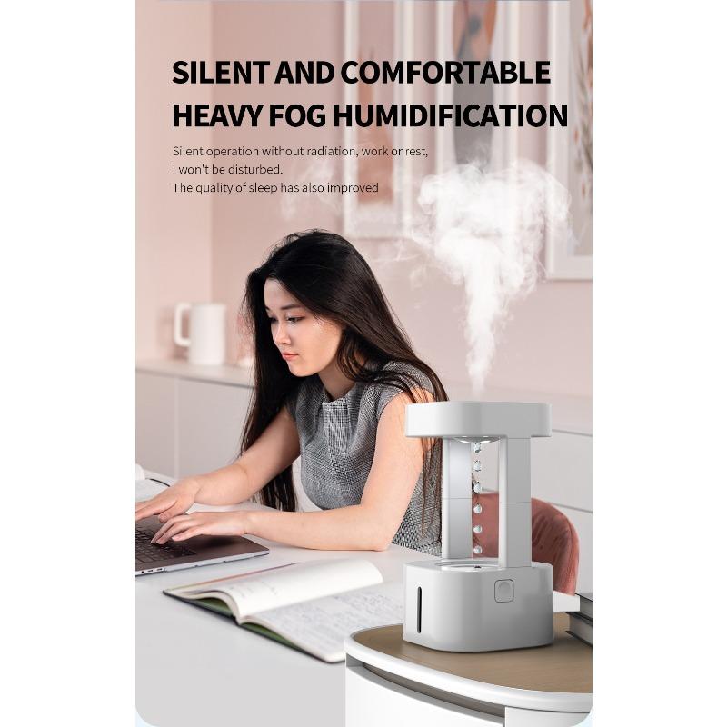 Anti-Gravity Water Drop Backflow Humidifier, Ultrasonic Mist Maker with Remote Control & RGB LED Color Night Light