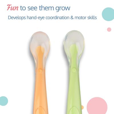 LuvLap Baby Feeding Spoon Set Soft Silicone Tip BPA Free Self Feeding Utensil Weaning Spoon for Kids 4M+