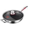ZISIZ 34cm 304 Stainless Steel Non-stick Honeycomb Wok