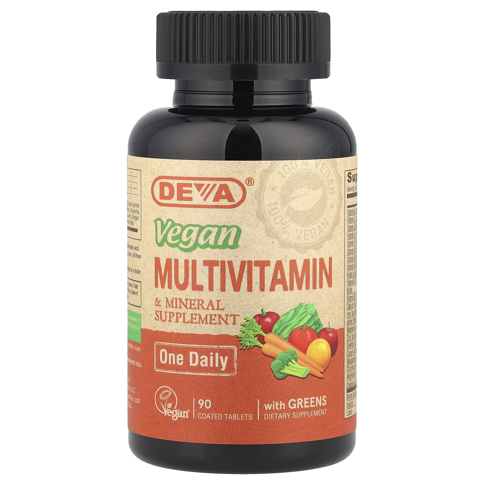 

Vegan Multivitamin and Mineral Supplement, 1 Tablet Daily, 90 Coated Tablets