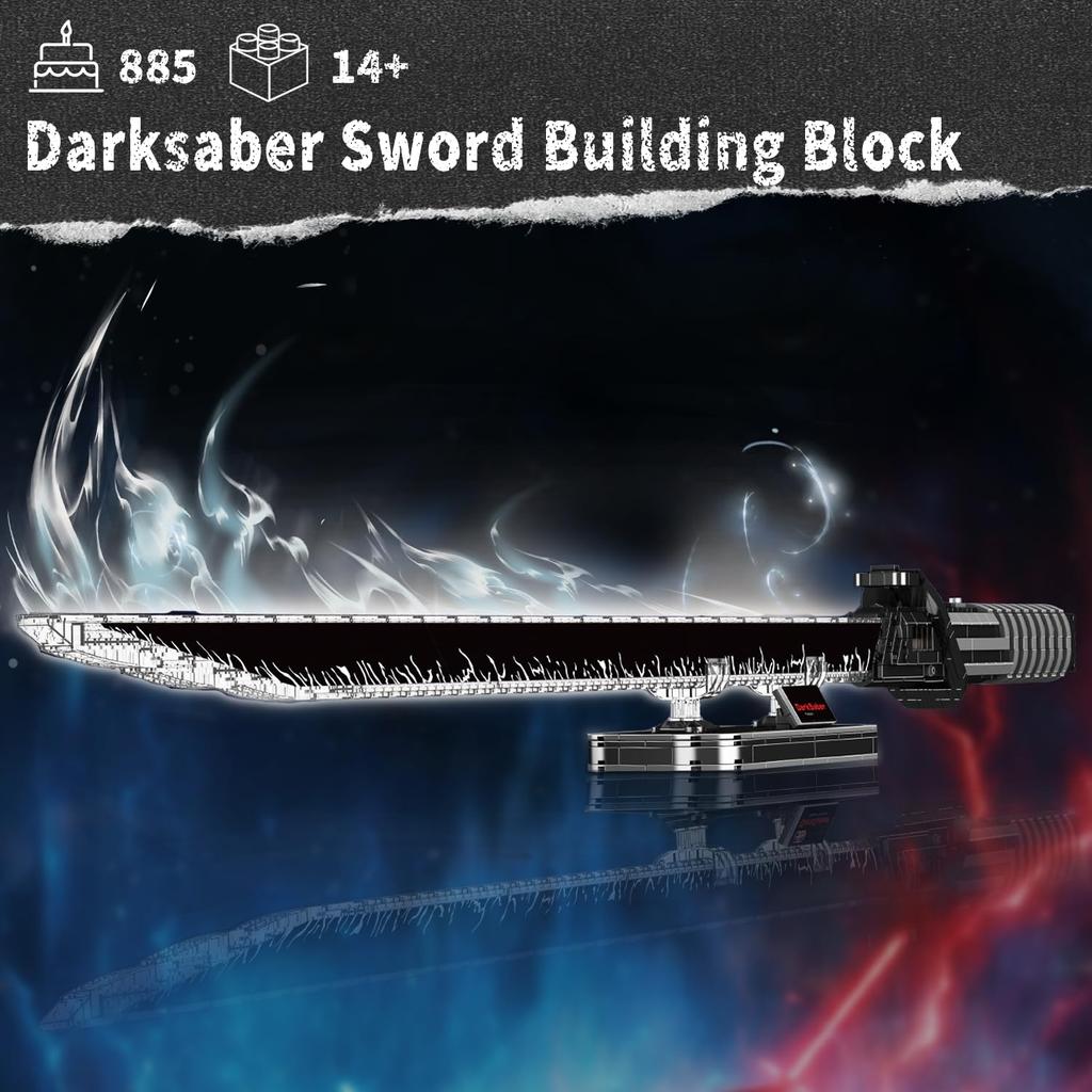 Mold King 10138 Technik Darksaber Building Blocks Set, MOC Light Sword Model Building Blocks, Light and Rechargeable Role-Playing Toy for Kids and