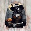 Women's Long Sleeve Halloween Print Neck Knit Pullover Sweater for Casual Wear