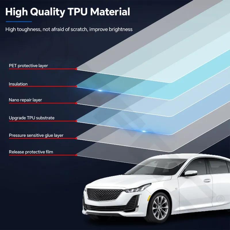Headlight Rearview B C Pillars TPU Anti-scratch Protection Film For Cadillac CT5 Luxury Premium -2024 Clear Bra Pre-cut PPF