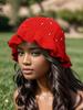 Strawberry Ruffle Crochet Woolen Hat - Women's Cute Autumn/Winter Fisherman Style