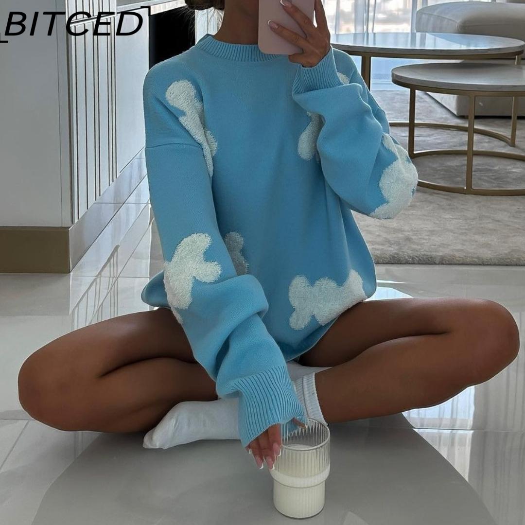 BITCED модный женский осенне-зимний свободный жаккардовый свитер с длинными рукавами — фото 5