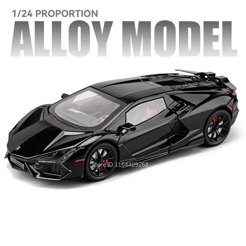 1:24 Scale Lambor Revuelto Veneno Sports Car Model Toy Light Music Shock Absorption Supercar Doors Opened Vehicle Kids Gifts