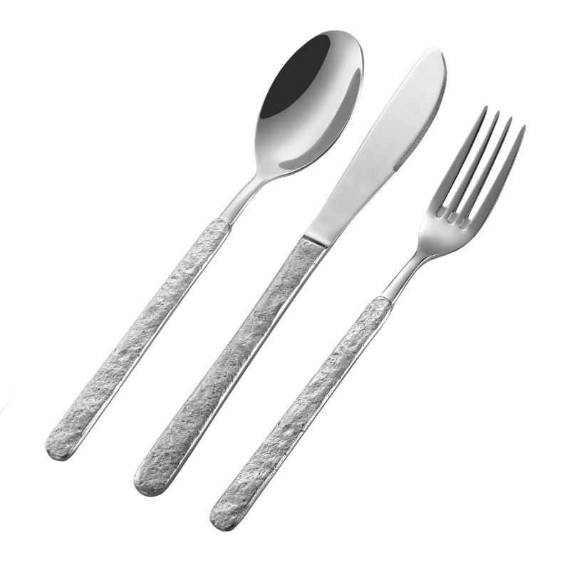 

Набор столовых приборов из нержавеющей стали, ручка с текстурой камня, нож для стейка, вилка и кофейная ложка, высококлассный, подходит для ресторанов и отелей