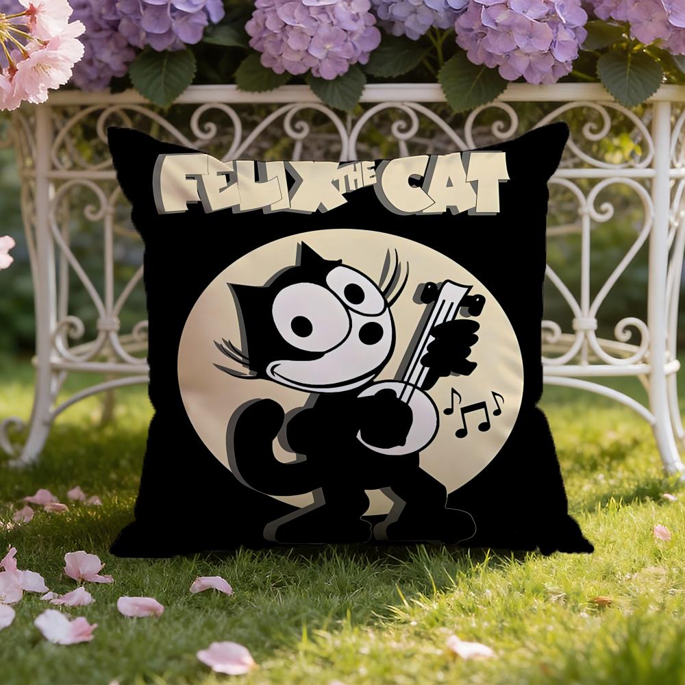 Cartoon F-Felix the Cat Cushion Cover Home & Car Dual-Scene Pillow Cover: Reversible for Premium Comfort