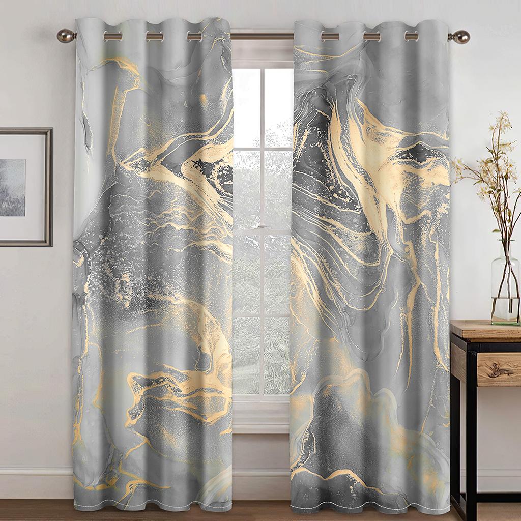 Luxury Dali Golden Texture Shade Curtains 2 Panels Modern Minimalist Style Home Curtains Living Room Bedroom Decor Curtains
