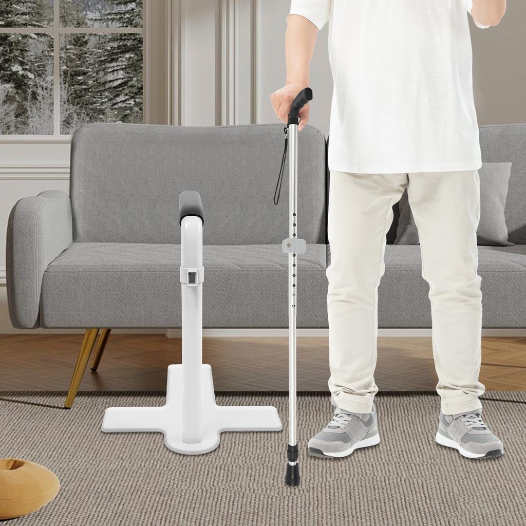 Sofa Carbon Steel Stand Assist,Grey/White Floor Mount Bed Lift Assist Adjustable Height for the Elderly