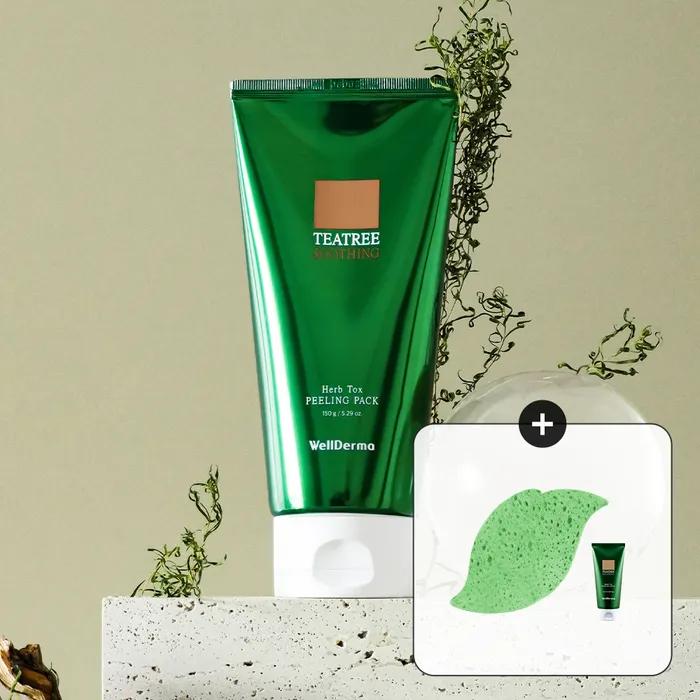 [Gift Present] Welderma Chaisul Tea Tree Herb Tox Peeling Pack 150g + Exclusive Brush/Peeling Pack Miniature & Peeling Sponge Present
