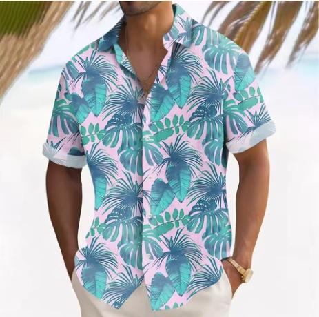 Men'S Hawaiian Short Sleeve Shirt Printed Fashion Casual Beach Shirt