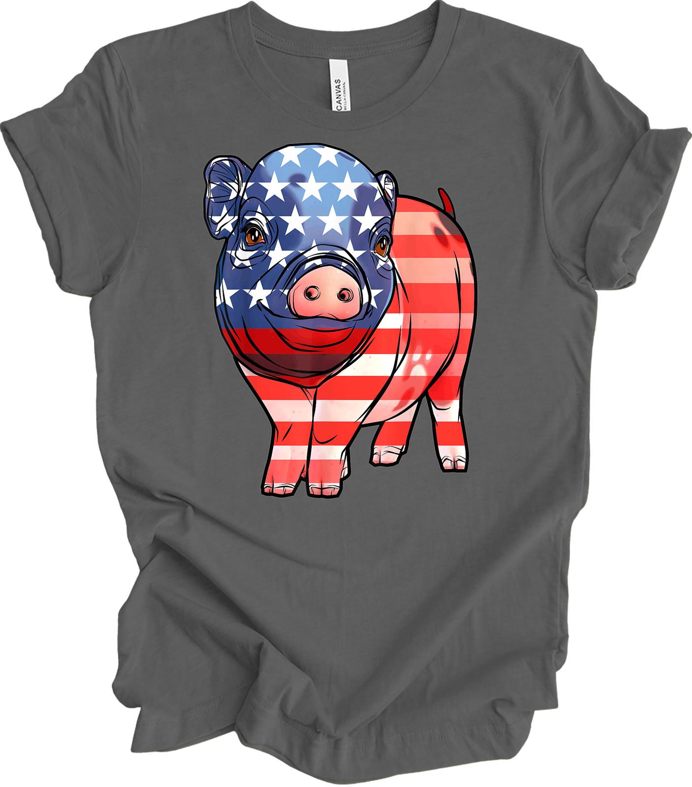 American Flag Pig Farmer T-Shirt US Patriotic Pig Farm Animal 4th of July Gift XL