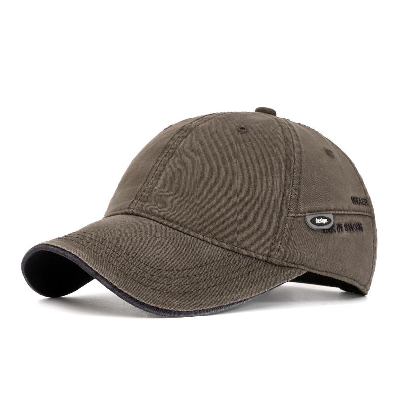 Erkek Pamuklu Düz Renk Kavisli Siperli Beyzbol Şapkası - İlkbahar ve Yaz İçin Dış Mekan/Güneş Şapkası