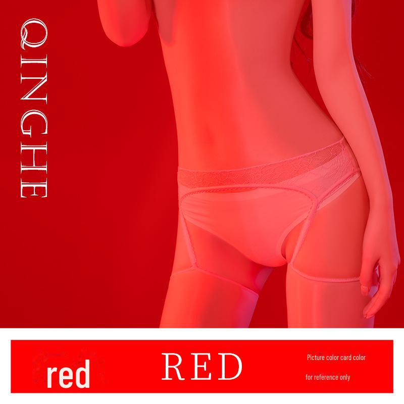 6D Glossy Stockings Bodysuit with Lace Waist, Halter Neck, Fun Transparent Design, and Horse Oil Socks