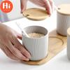 Hi Nordic Ceramic Spice Rack Seasoning Jar Kitchen Salt Pepper Storage Bottle with Cover and Spoon Set Creative Simple Condiment