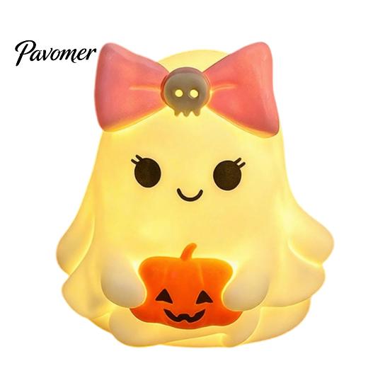 Cute Halloween Room Decor Ghost/Pumpkin LED Night Light for Desktop Decoration, Battery Party Operated Nursery with Warm Glow Home Small Gift Kids