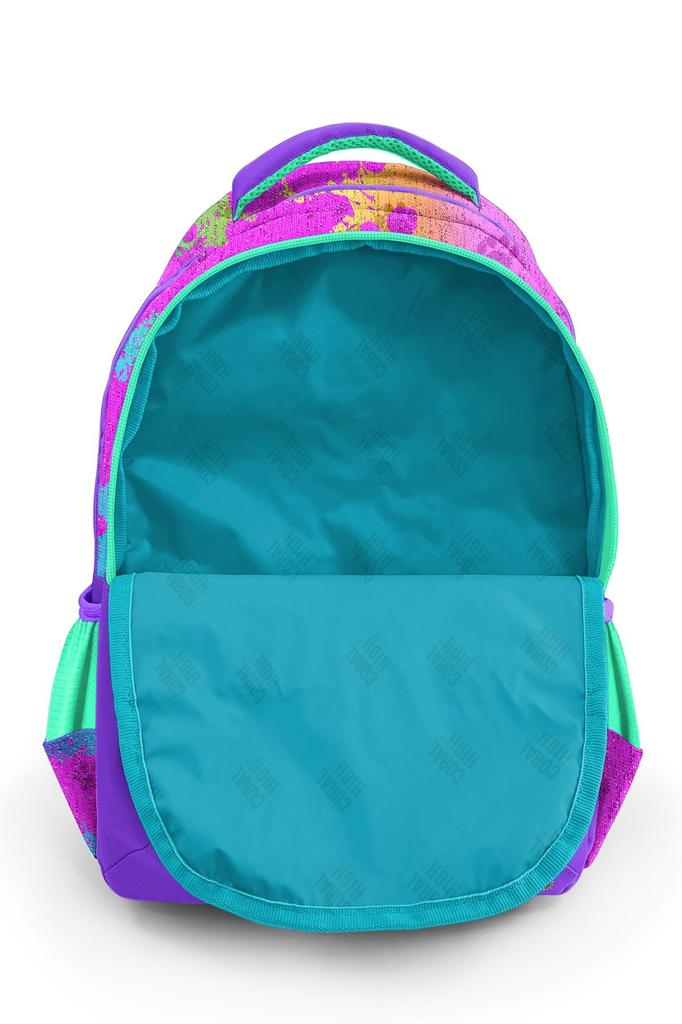 Sac à dos d'école à trois compartiments Coral High Kids à motif chien violet et rose 23649