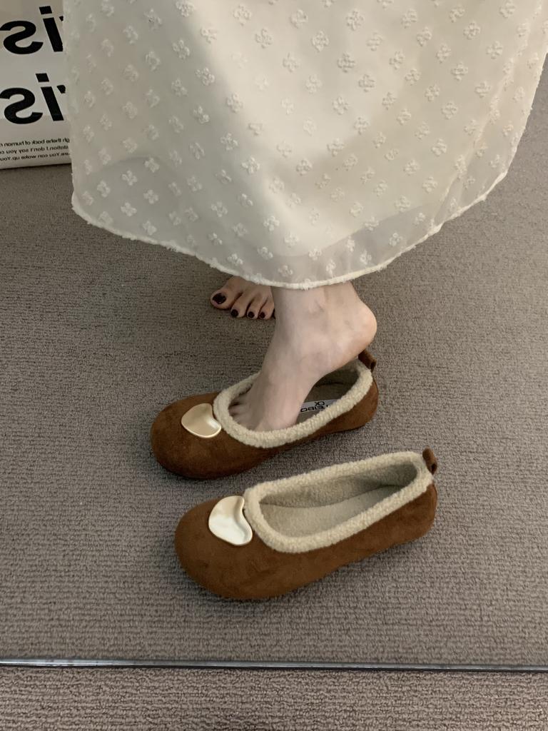 Polka dot round head bow flat single shoes women's shoes autumn new temperament ballet evening shoes
