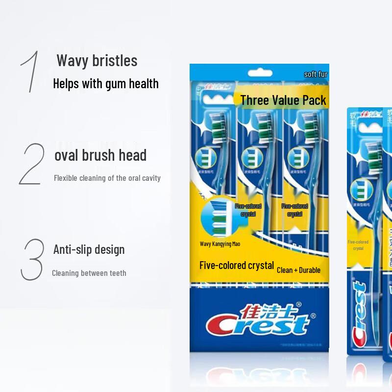 Crest Colorful Crystal Soft Bristle Toothbrushes (3-Pack)