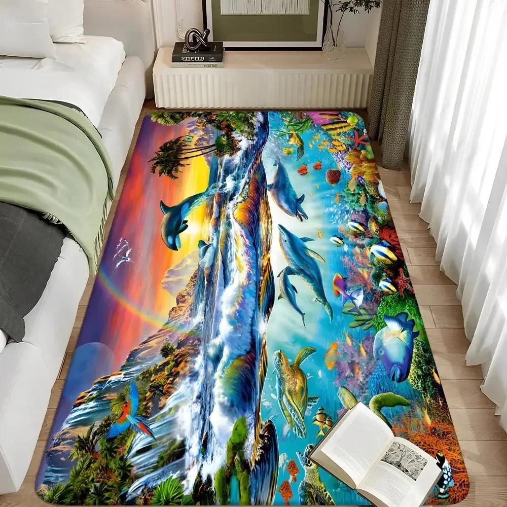 Mořská zvířata Oceánský svět Žraločí oblast Podložka na podlahu Koupelnová rohožka Severský styl Domácí rohožka Rohožky do koupelny a na toaletu Ložnice Vstupní rohožka