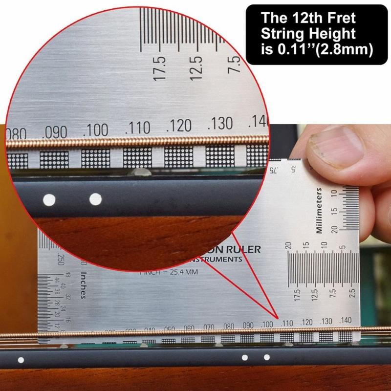 Guitar String Action Ruler Gauge Tool Stainless Steel Height Gauge Set Up Tool