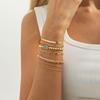 Fashionable and Elegant Rhinestone Metal Bracelet Set, Suitable for Women's Charm Retro Minimalist Twisted Chain Bracelet Jewelry