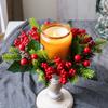 Artificial Berries Pinecone Pine Christmas Wreath Party Decoration Table Home Candlestick Wreaths Xmas Candle Wreath
