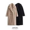 Evropský a americký dámský podzimní a zimní fleecový streetový módní dlouhý kabát