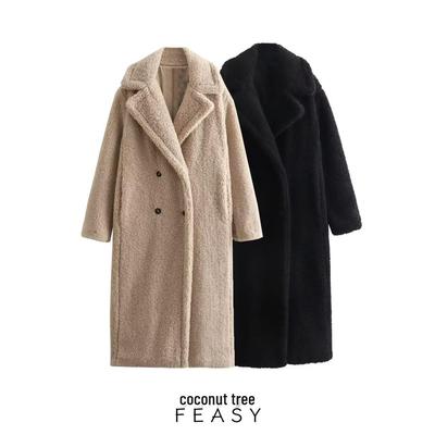Abrigo Largo de Moda Urbana de Lana para Mujer Europea y Americana de Otoño e Invierno