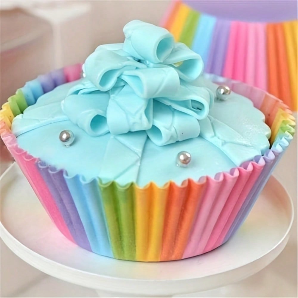 100 Disposable Muffin Cups Rainbow Colored Paper Cups Cake Cups Paper Cup Liners Mold Baking Tools Kitchen Utensils Accessories