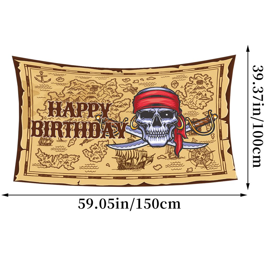 Pirate Theme Party Decoration Boy Birthday Flag Cake Card Balloon Set Customization