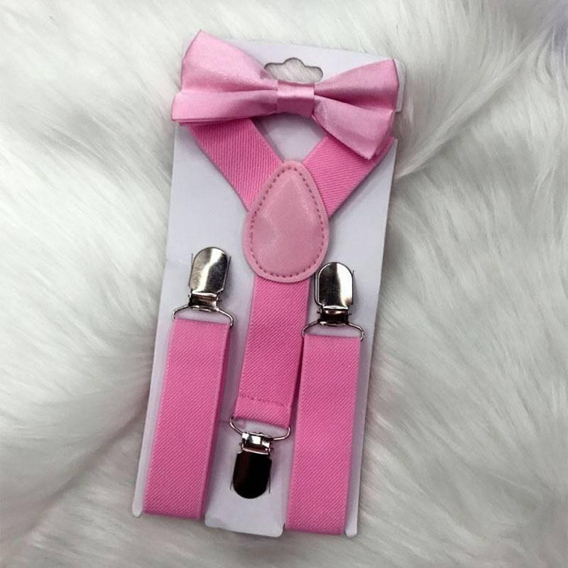 Elegante Set di Bretelle Elastiche e Papillon per Bambini e Bambine in Diversi Colori