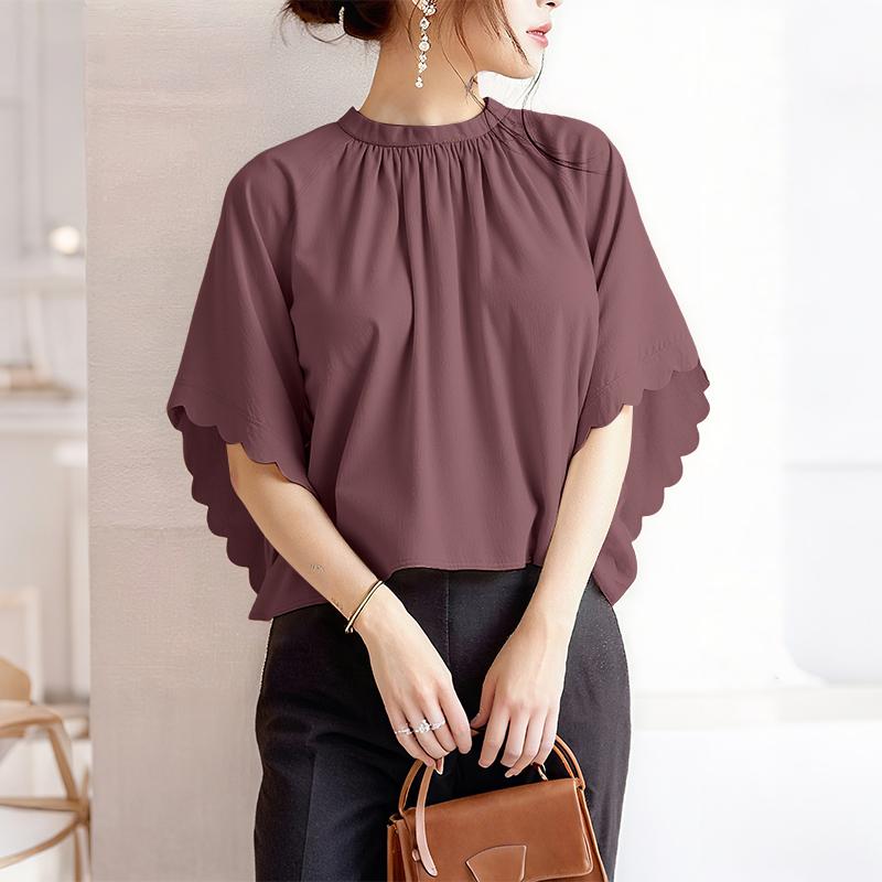 

ZANZEA Женская повседневная блузка с круглым вырезом, свободным рукавом долман, однотонная 3XL