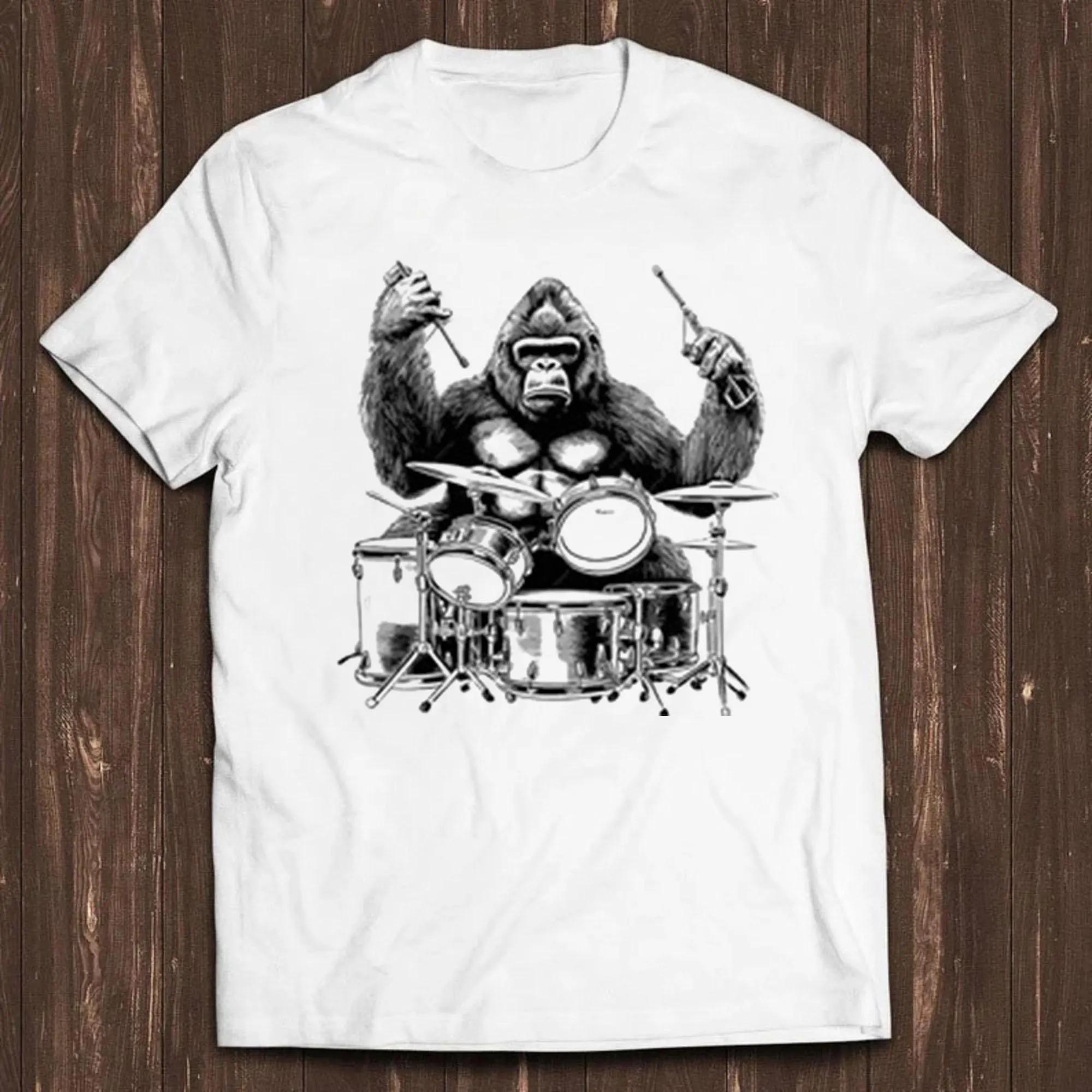

Comfortable Gorilla Playing Drum Monkey Drummer Monster Funny Gift Tee T Shirt 2026 New Cotton Summer Tshirt for Men - Men ... S разноцветный