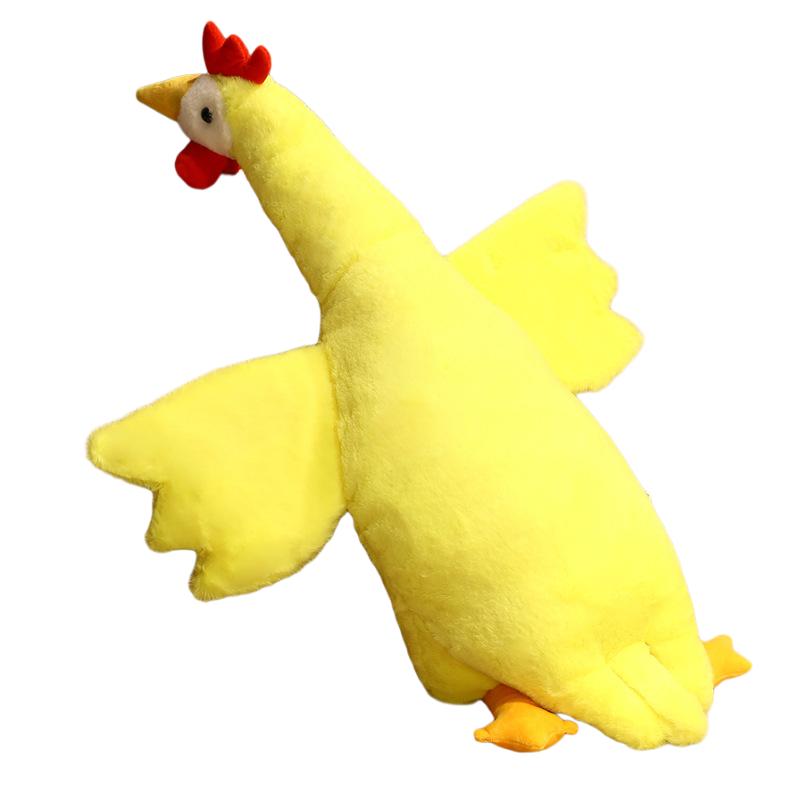 50cm Pluizig Geel Wit Kuiken Kip Pluche Speelgoed Gevuld Liggend Boerderij Cartoon Dier Pluche Knuffel Companion Kalmerend Cadeau 85cm