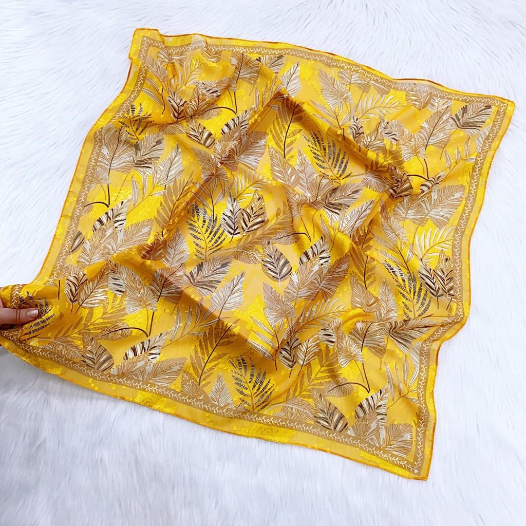 70X70 Spring, Summer And Autumn Square Scarf Silk Scarf Decoration Pastoral Tie-Dye Hair Cut Flower Scarf Headgear