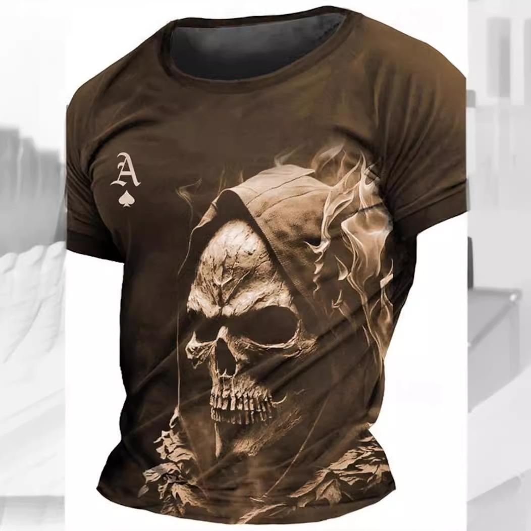 

New Short Sleeved Men s Summer Trendy Skull 3D Printed Short Sleeved T-shirt 6XL