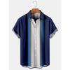 Summer new men's top striped D print men's cardigan lapel