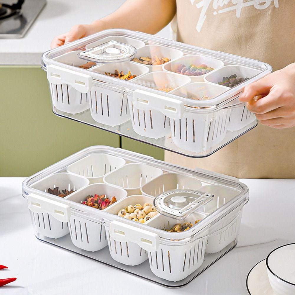 

Transparent Multi-Grid Seasoning Bottle Hollow Spice Storage Case 6/8 Grids Spice Box Kitchen