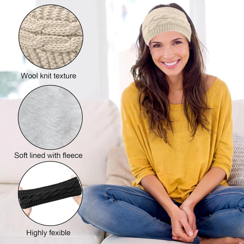 Winter-Stirnbänder für Damen, gestrickt, für Mädchen, Damen, Winter-Stirnband für Damen, Mädchen, gestrickte Stirnbänder, dickes elastisches Haarband, dicke Ohrenschützer