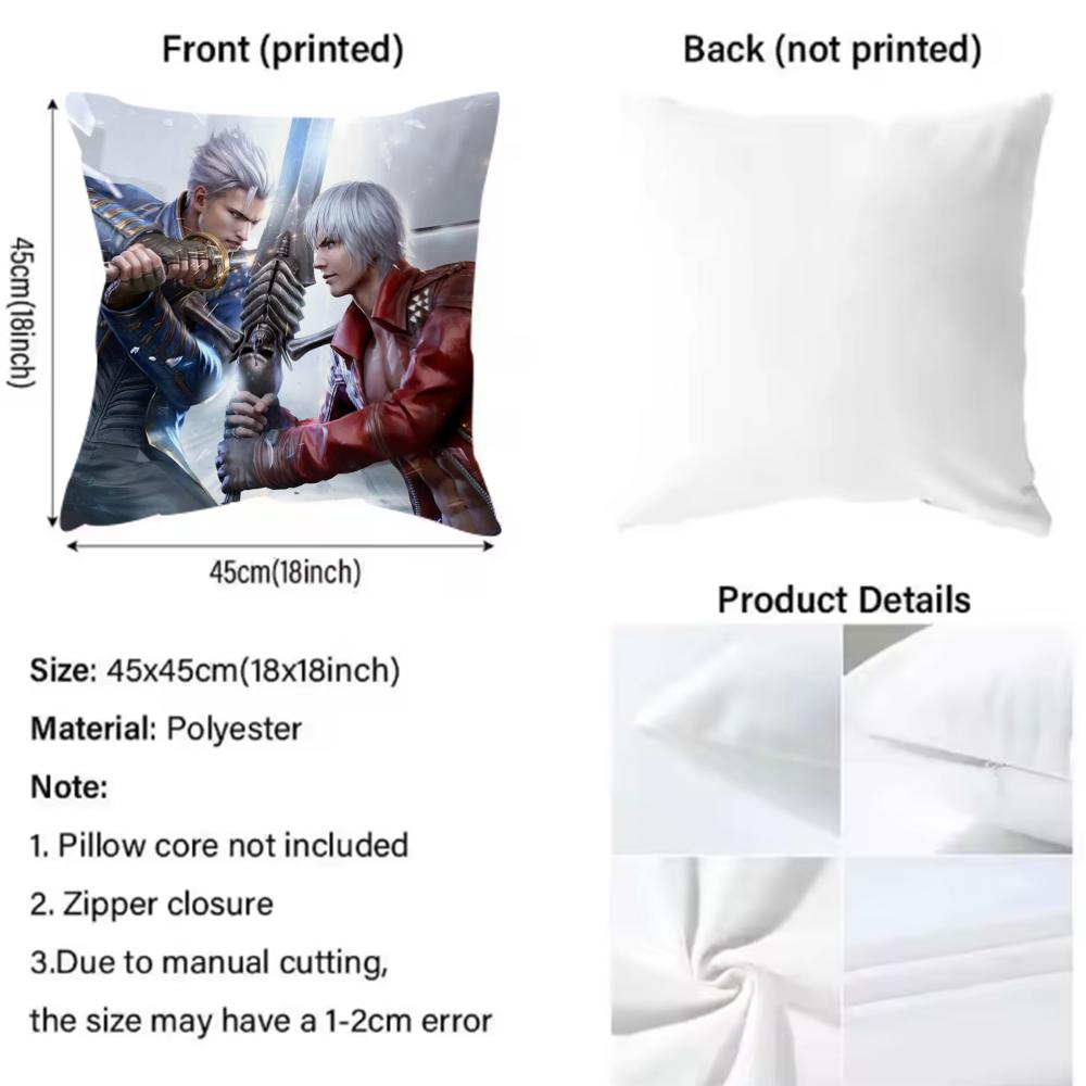 Classic Game Devil May Cry Cushion Cover Soft & Easy-Wash Pillow Case – Versatile For Couch, Bed, Travel And Office