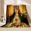 1PC Crowned icon with lilies Print Blanket Warm Soft Fluffy Kids and Adult Sofa Bed Throw Blanket Outdoor Travel Camping RV