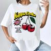 Cherry Print T Shirt Female Comfortable Graphic Gothic Aesthetic Retro Grunge T-shirt Kawaii Streetwear Hip Hop Colorful Classic