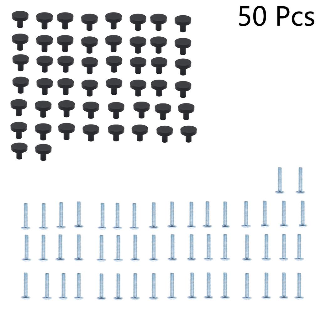5/8/16/30/50 Stück Schrankknöpfe, massive Kommodenknöpfe, Schubladenknöpfe, Küchenschrankknöpfe, mattschwarze runde Einlochknöpfe für Schränke und Schubladen