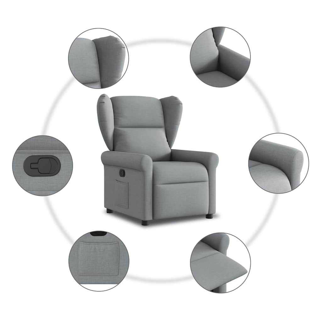 Relaxation Armchair Light Grey Fabric