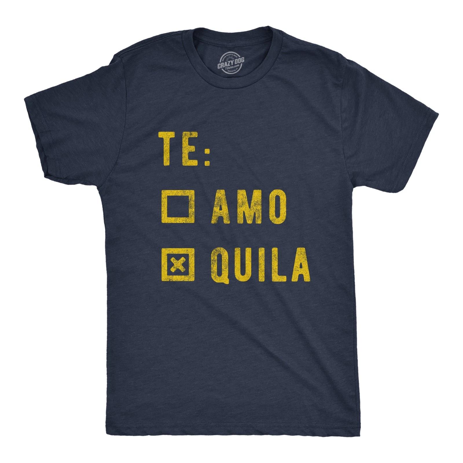 Mens Te amo Tequila T Shirt Funny Taco Tuesday Margarita Graphic Tee XL